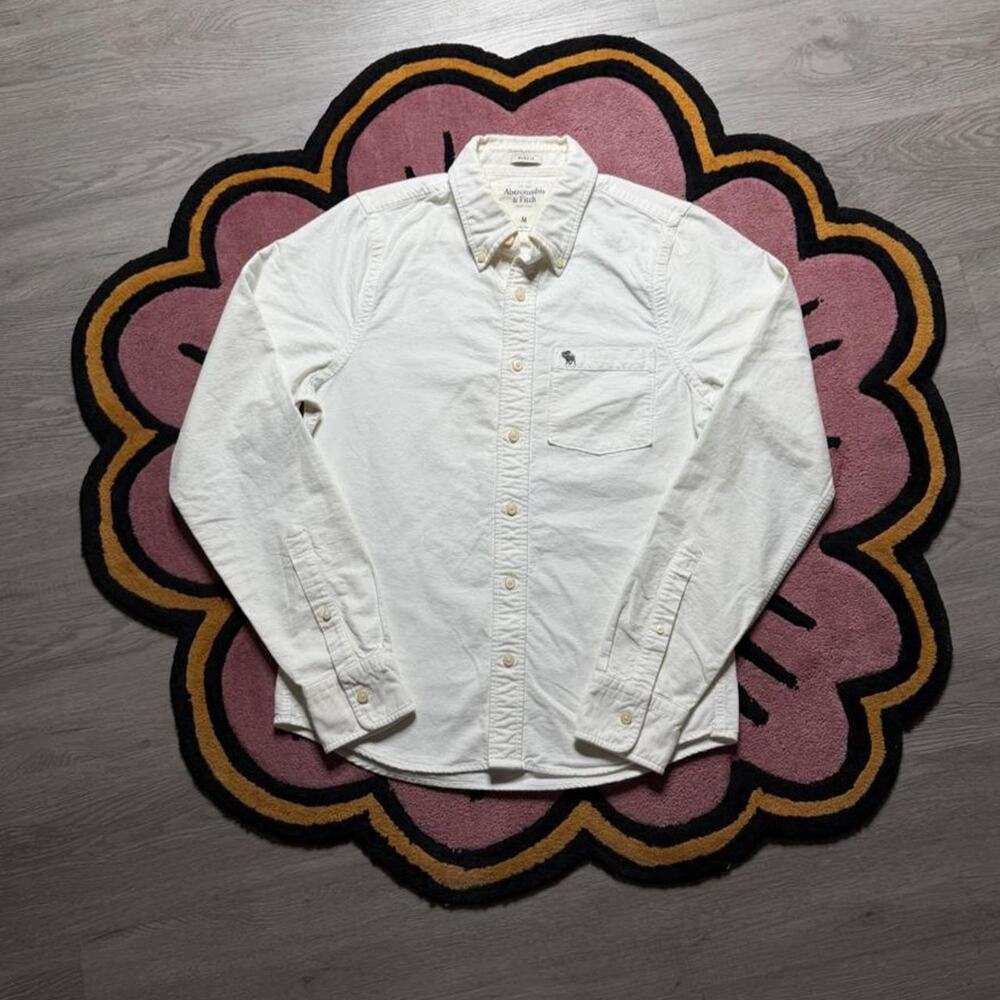 Aeropostale Muscle Fit Casual Button Up Shirt Size Medium White